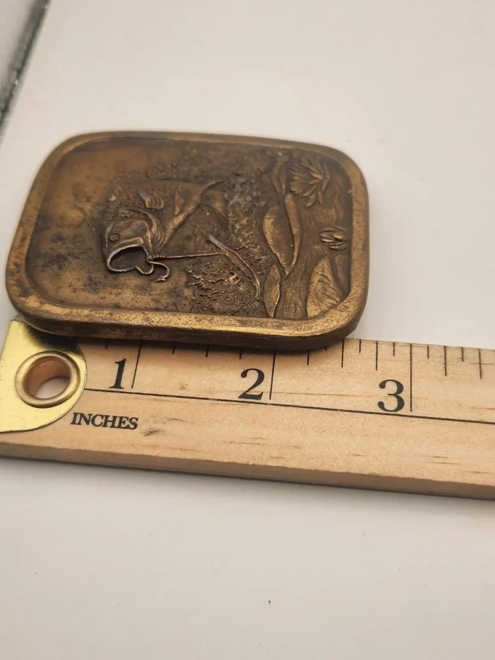 Vintage Indiana Metal Craft 1976 Bass Fish Belt Buckle Fishing